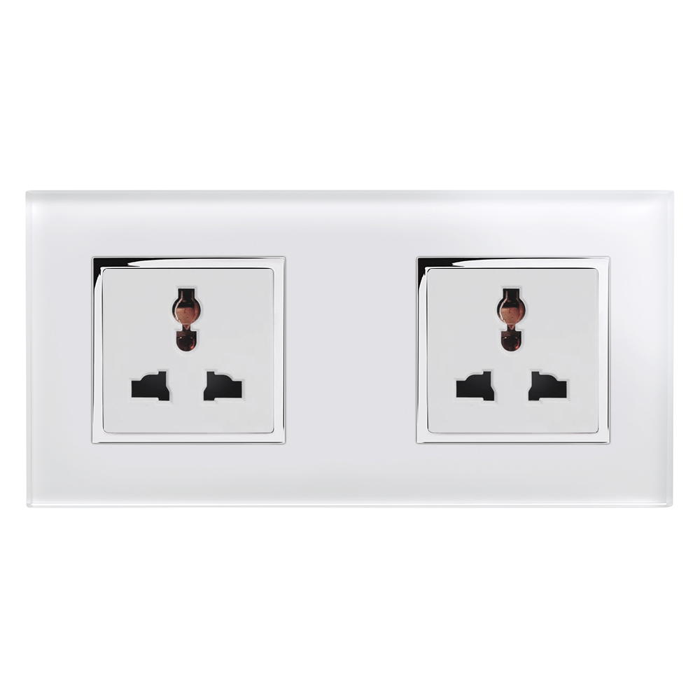 Crystal CT 13A Dual Double Multifunction Plug Socket White RetroTouch